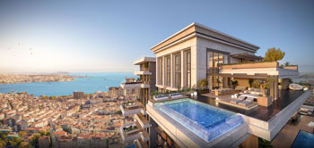 3+1 Apartments with Bosphorus View in a Super Luxury Complex in Nişantaşı