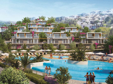 3+1 Villas in an Ultra Luxury Complex with Private Beach in Bodrum Adabükü